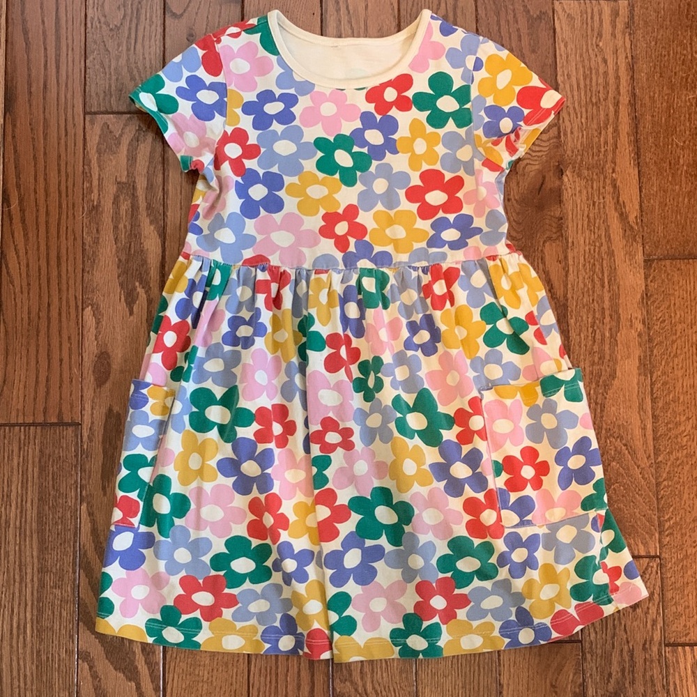 Girls' Floral Pocket Dress - Multicolor